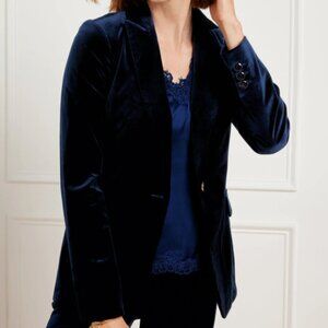 Navy Blue Velvet Blazer- Petite Plus 16